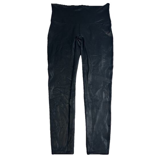 Spanx Leggings Women's 1X Black Faux Leather High Rise High Waisted Pull On - Picture 1 of 8